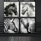 Черно-белый слон лошадь Зебра настенная Картина на холсте в скандинавском стиле постер и печать Скандинавская Настенная картина для гостиной