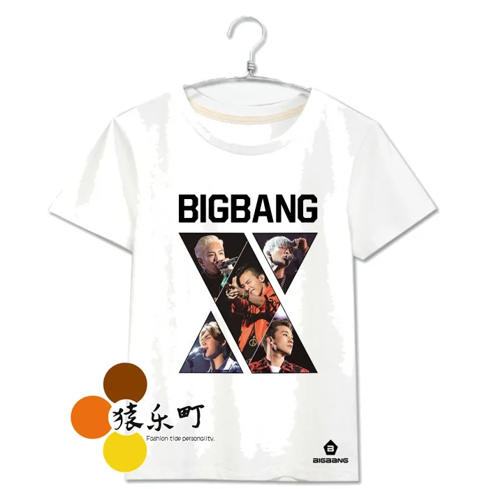 Мужская и женская футболка с принтом bigbang летняя черная короткими рукавами