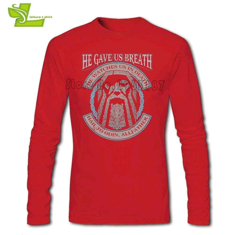 Odin He Gave Us Breath Watches In Death Male T Shirt Fashion Tops Boy Long Sleeve 100% Cotton Tee Guys Simple Clothes | Мужская одежда