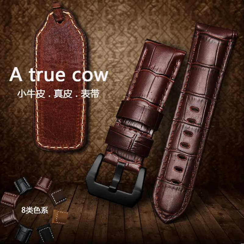 Новинка 2019 высококачественные синие кожаные часы 22 мм 24 26 модные мужские ручной
