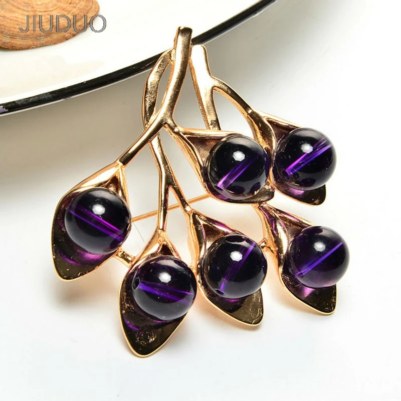 Ретро шарф Пряжка Брошь булавка натуральный фиолетовый камень шарфы с узором