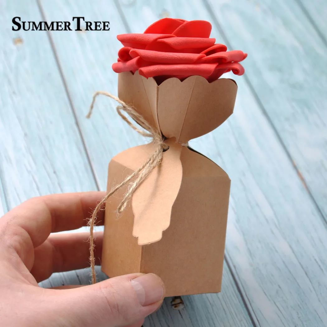 10 шт. ваза из крафт бумаги конфетные коробки DIY винтажная Мешковина Подарочная