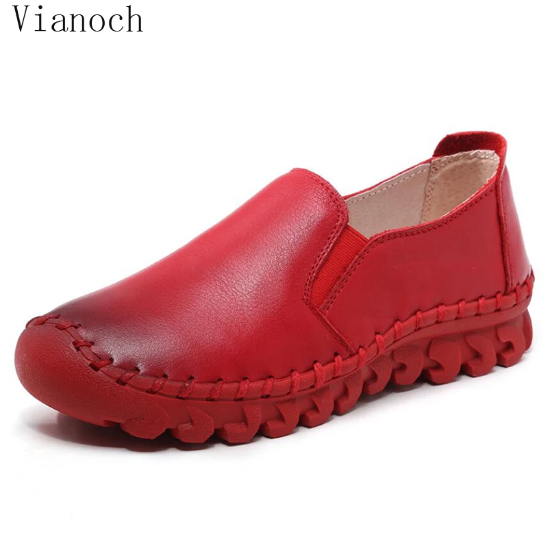 Туфли женские из натуральной кожи мягкие лоферы без застежки плоская подошва