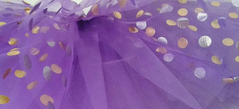 Детская золотистая юбка-пачка с узором в горошек золотистыми точками для танцев