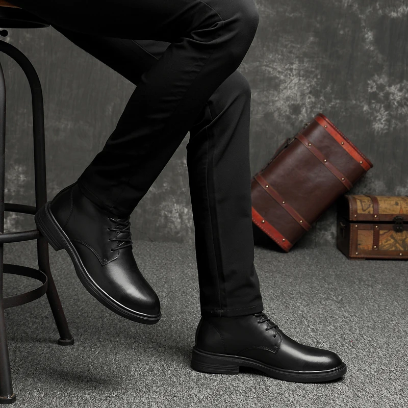 Fotwear Men's Genuine Leather Boots formal boots Ankle Premium lace-up casual shoes Men shape Slim welt luxury classic style | Обувь