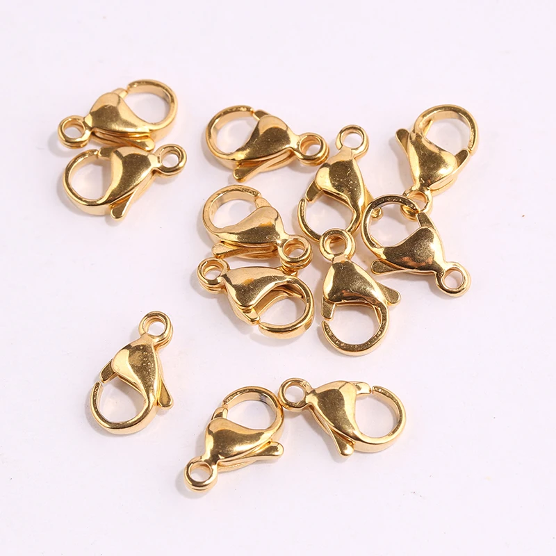 onwear 20pcs 13x8mm stainless steel gold plate lobster clasp hooks for jewelry making diy connector findings | Украшения и