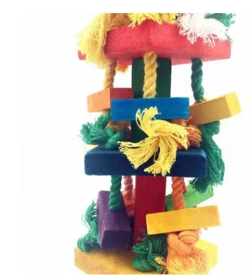 Pet birds Large size colored bird toys cotton rope blocks gnawing parrots | Дом и сад
