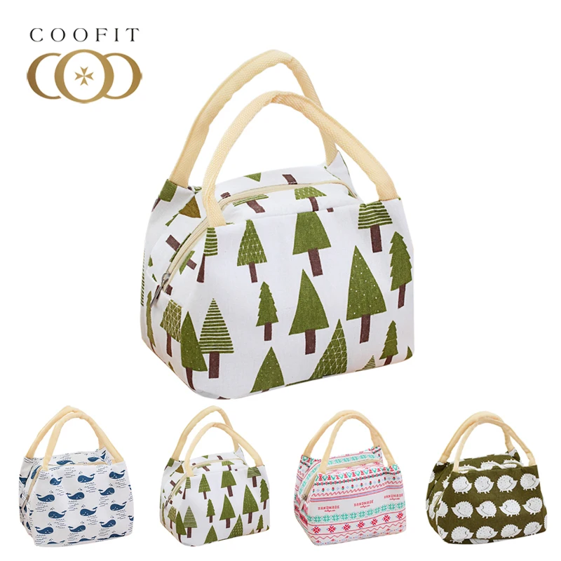 Coofit утепленная Холщовая Сумка для обеда Для детей подростков дерево с принтом