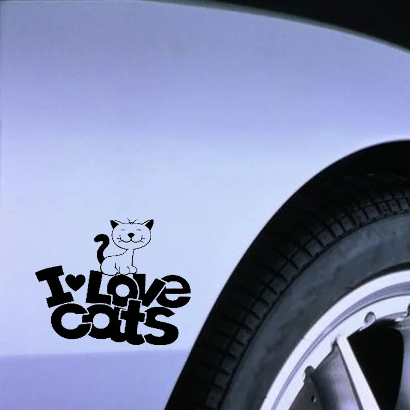 YJZT 14 7 см * 12 2 Виниловая наклейка I Love Cats мультяшный Кот котенок стикер для