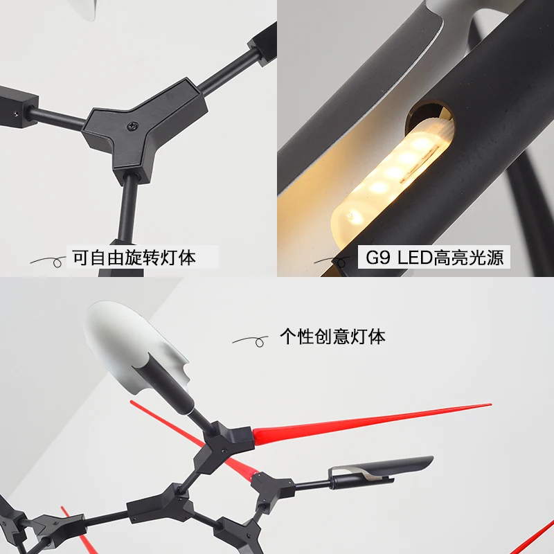 

Modern LED Black/Gold Dining Room Pendant Light Minimalist Branch Nordic Lights Bar Cafe Light