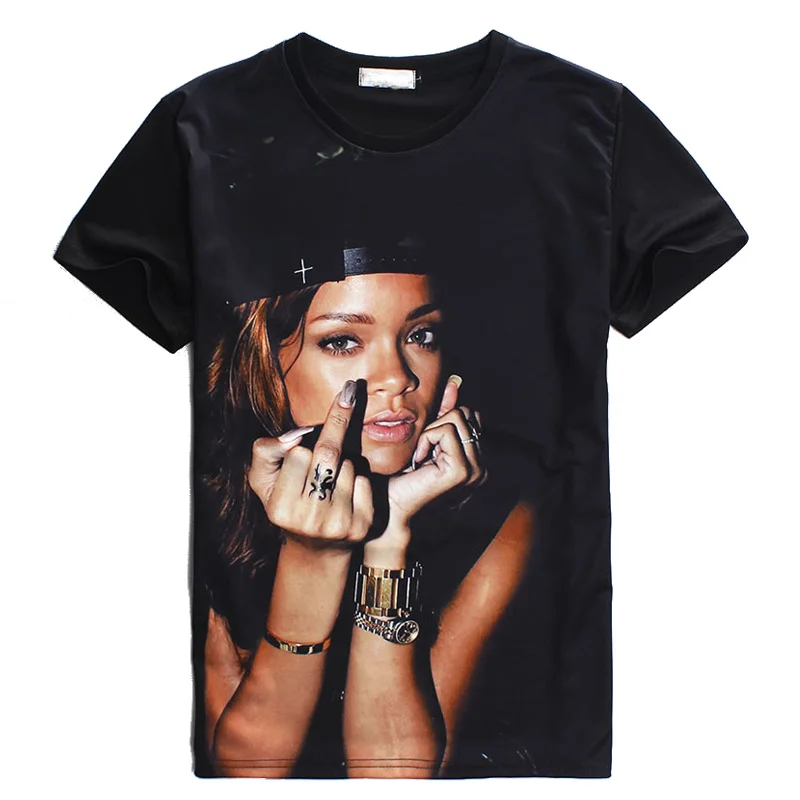 summer t shirt Летние сексуальные топы с персонажами, короткий рукав, Мужская/женская футболка, черная звезда, Рианна, принт, короткий рукав, Повседневная 3D футболка, топы, футболки - Цвет: summer t shirt