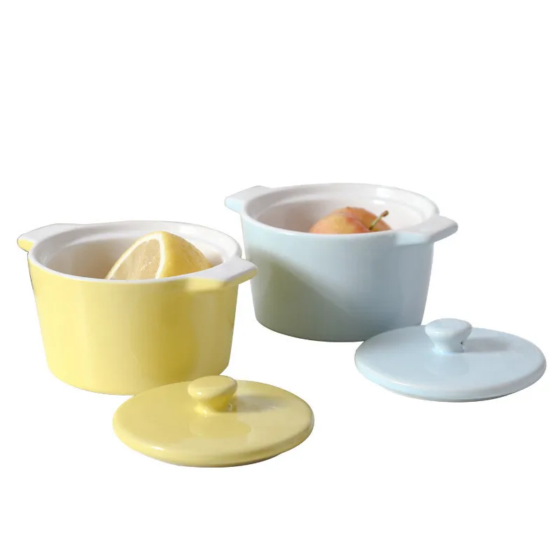 Керамическая кастрюля для супа рисовая чаша с крышкой красочный мини горшок