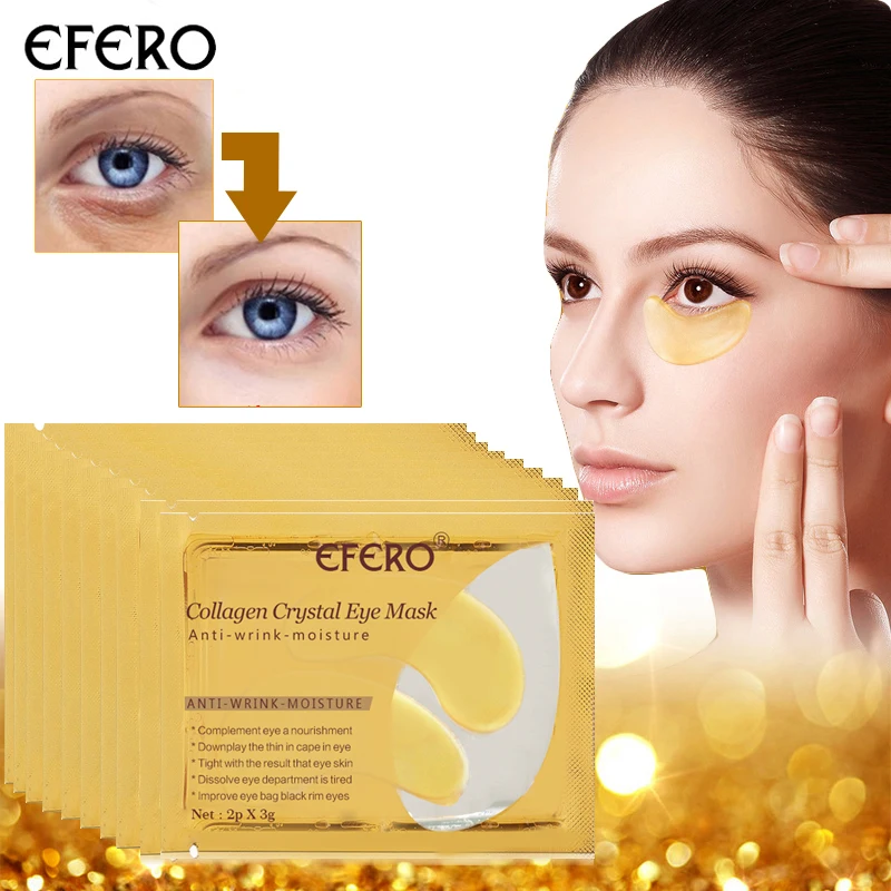 EFERO 24K Gold Crystal коллагеновая маска для глаз, гидрогель патчи для глаз уход за кожей против старения, устраняет темные круги возле для ухода за областью вокруг глаз 8/5 пар в упаковке