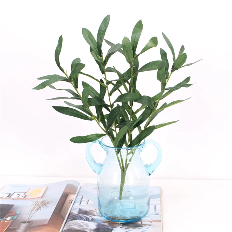 Искусственные зеленые оливковой ветвью поддельные растения листья домашнего