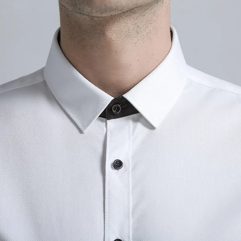 High Quality 2019 Brand New Arrivals Men's Regular Fit Long Sleeves Shirt Men Cotton Blend Mens Business Metting Shirts