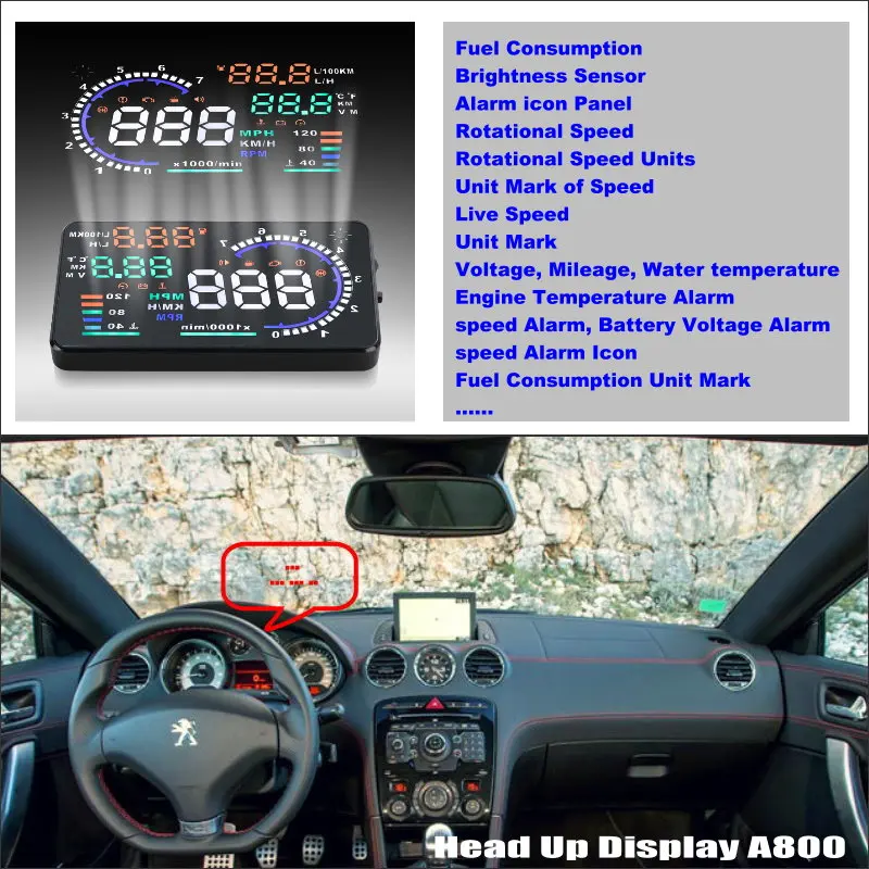 Автомобильный HUD для Peugeot RCZ 2009 2019 Дисплей электронный OBD проектор лобовое стекло