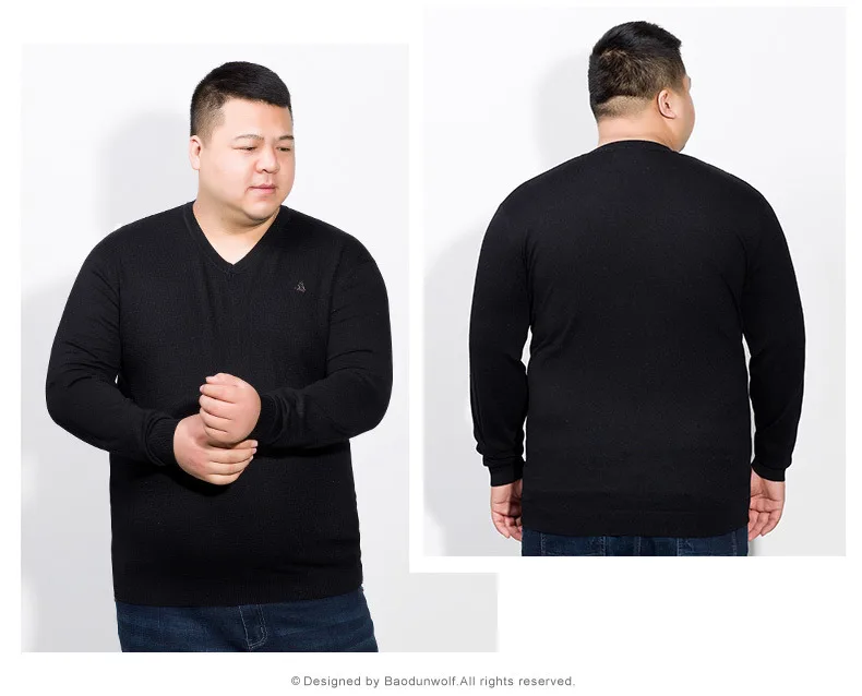 Свитер мужской свободный с треугольным вырезом и длинными рукавами 10XL 8XL 6XL 5XL 4XL