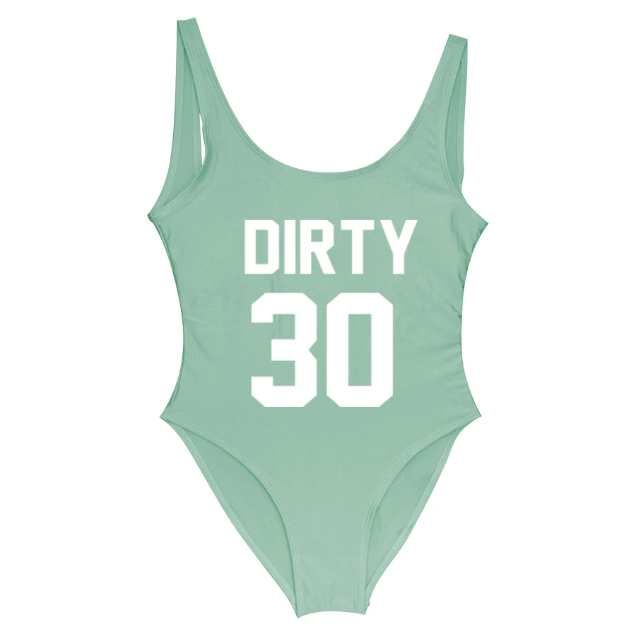 Dirty 30 смешной письмо купальники для женщин одна деталь купальник Dirty thirty maillot de bain размера плюс Вечерние боди купальный костюм - Цвет: GSXB336-light green