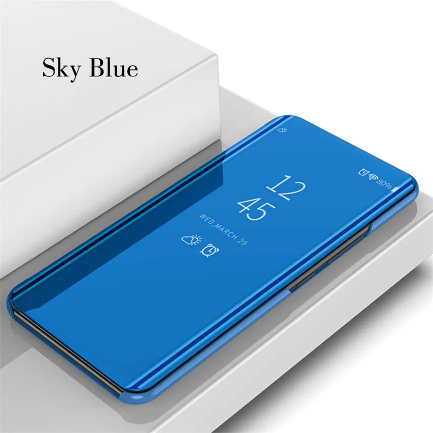 Sky Blue Сенсорный флип-чехол с подставкой для huawei P20 P10 mate 10 9 Pro P, умный зеркальный чехол для Hawei honor 9i V10 P9 P8 lite Plus y6 - Цвет: Sky Blue