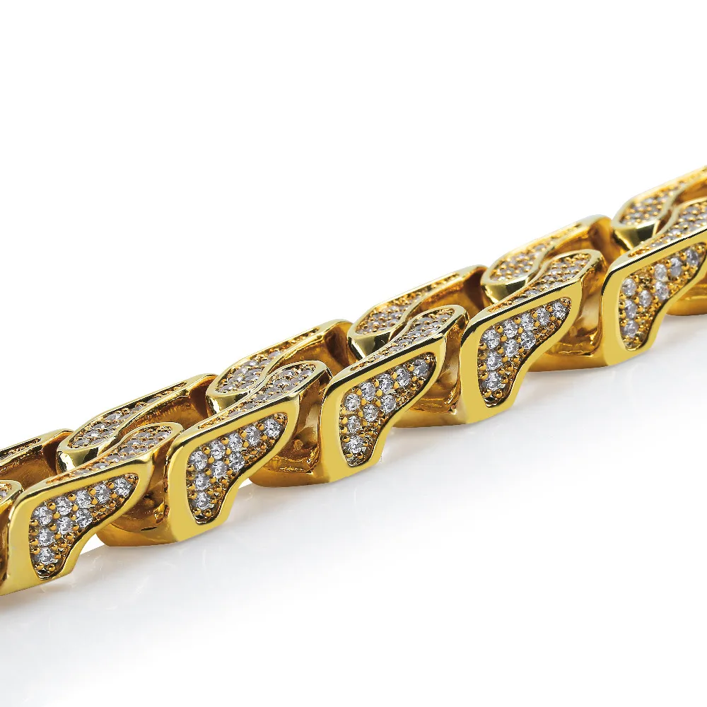JINAO Hip Hop Jewelry 16mm Miami Cuban Chain Micro Pave Cubic Zirconia Necklace Full Iced Out Chain Gold Silver Bling Male Gifts
