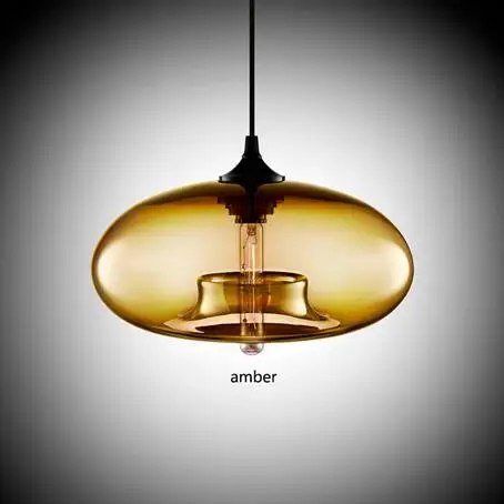 amber Современная Подвесная лампа в стиле арт-деко из цветного стекла e27/e26, подвесной светильник со светодиодными лампами, шнур для ресторана, гостиной, кухни, бара, кафе - Цвет корпуса: amber