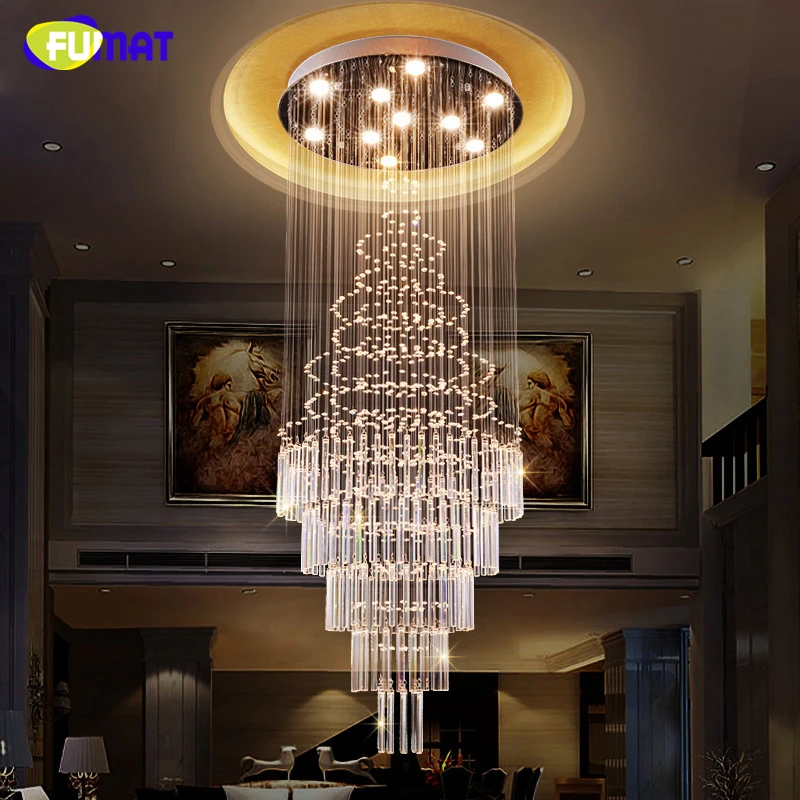 

FUMAT Modern Brief Living Room K9 Crystal Chandeliers Rectangle LED Dimmer GU10 Lustre Home Decor Wave Crystal Lights Chandelier