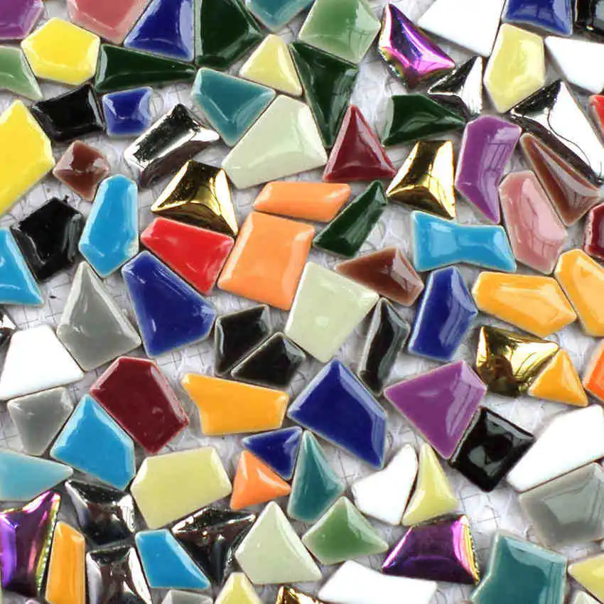 Радужная цветная керамическая мозаика нестандартной формы семь цветов для