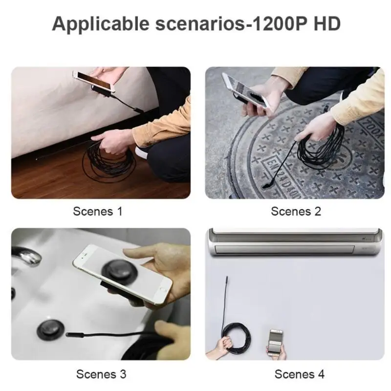 Wifi эндоскоп камера HD 1200P 1-10 м мини Водонепроницаемый Жесткий провод беспроводной 8 мм 8 светодиодный бороскоп камера для Android ПК IOS эндоскоп