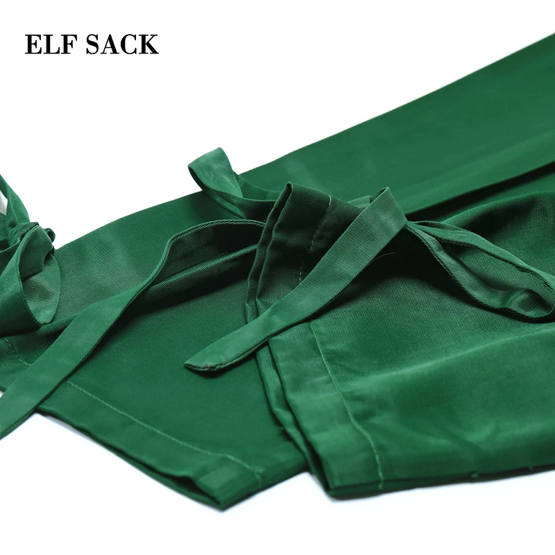 ELFSACK, новинка, стильные брюки средней длины, одноцветные, обтягивающие брюки, женские, прямые, трикотажные, повседневные, длинные, Femme брюки, уличная одежда, штаны для девочек