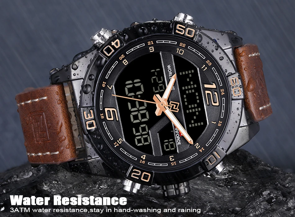 NAVIFORCE Роскошные мужские часы, модные спортивные часы, мужские водонепроницаемые кварцевые часы с датой, мужские кожаные армейские военные наручные часы
