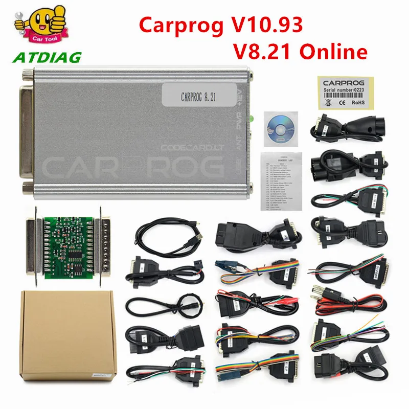 Онлайн Carprog V8.21 полный адаптер автомобиля Prog V10.93/V10.05+ Keygen для подушки безопасности/радио/тире/IMMO/ECU программист инструмент для ремонта авто