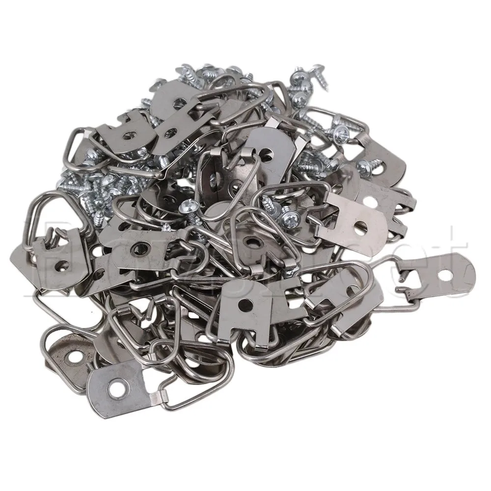 

Iron D Ring Hooks Hanger for Photo Picture Frame Wall Hangings 1 Hole Set of 50