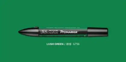 Winsor& Newton ProMarkers двойной наконечник графический маркер зеленый цвет тон профессиональные ручки для дизайна - Цвет: lush green
