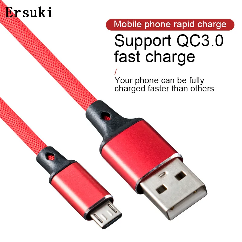Ersuki Micro USB кабель 3.0A Быстрая зарядка кабель Данные синхронизировать мобильный телефон кабели для samsung huawei Xiaomi LG Andriod Microusb