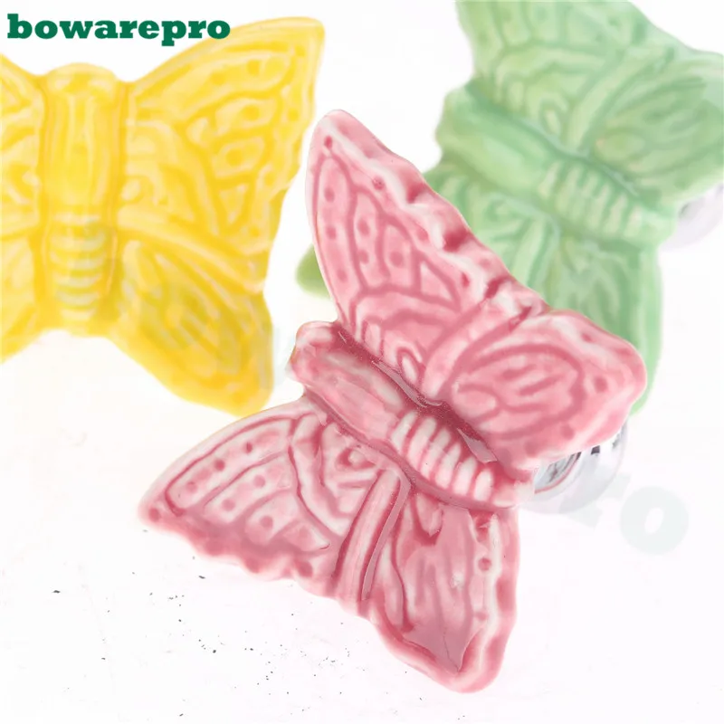 Ручка дверная керамическая с мультяшным Рисунком бабочки 3 см x 5 см|knob pull handle|ceramic