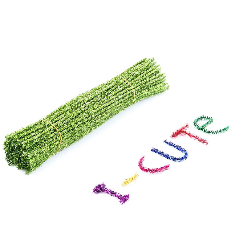 light green 50/100 шт. 30 см блеск стебли синели, очистители труб детские развивающие игрушки Красочные средство для чистки труб игрушки ручная работа, сделай сам, ремесло расходные материалы - Цвет: light green