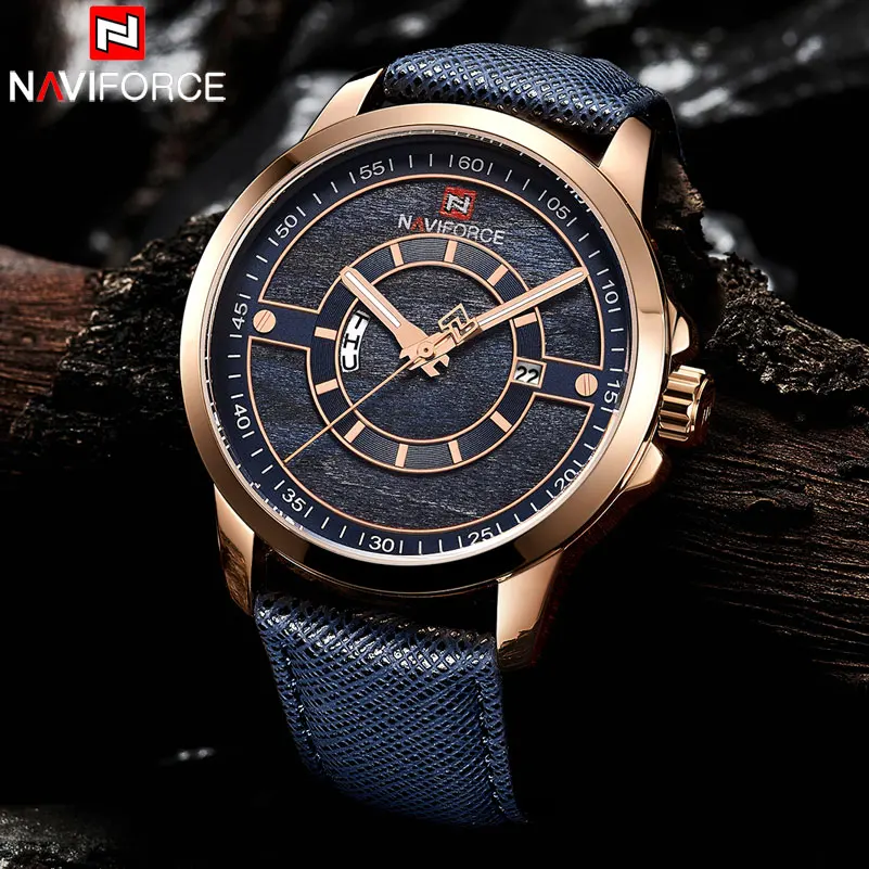 New NAVIFORCE Men Watch 3ATM Waterproof Male Fashion Casual Leather Wristwatch Man Date Week Quartz Watches Relogio Masculino | Наручные