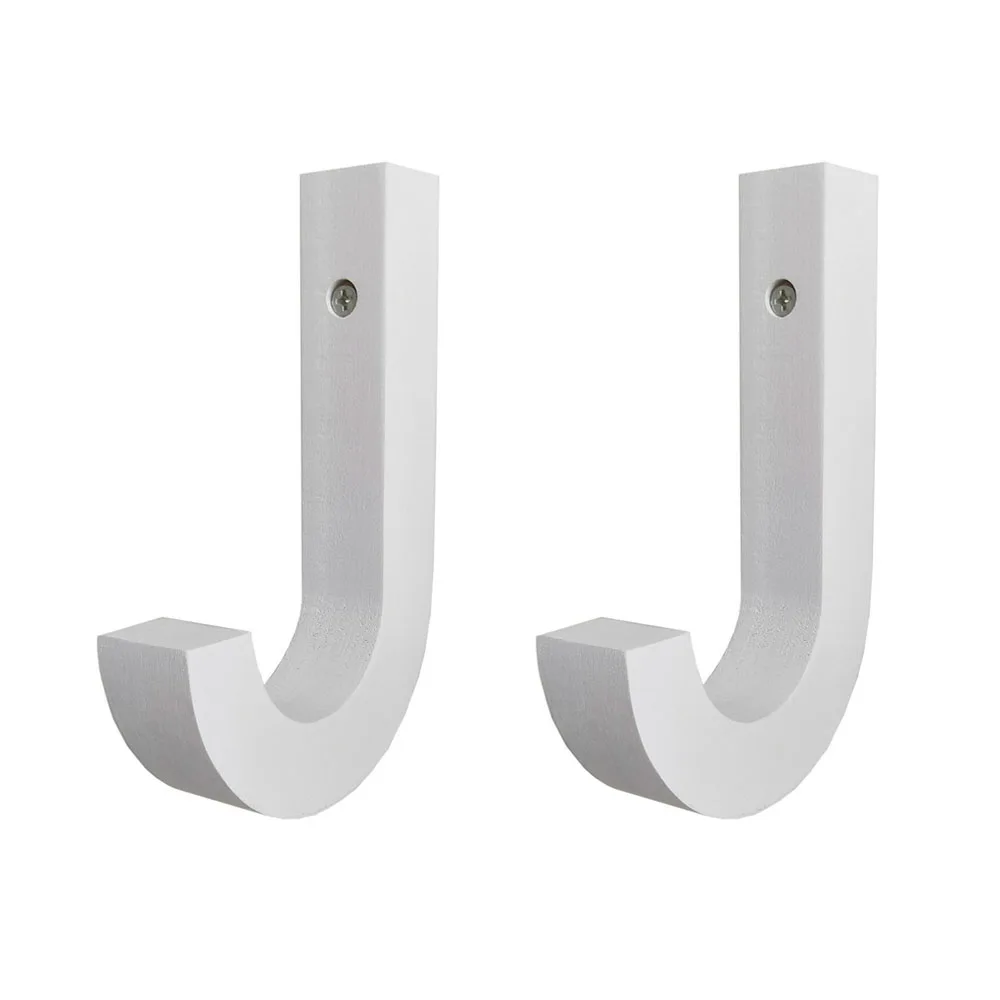 2 pcs white Креативный крючок, вешалка для спальни, специальная буква J дизайн, современный стиль J декоративный крючок, J деревянный крючок, несущий 10 кг - Цвет: 2 pcs white