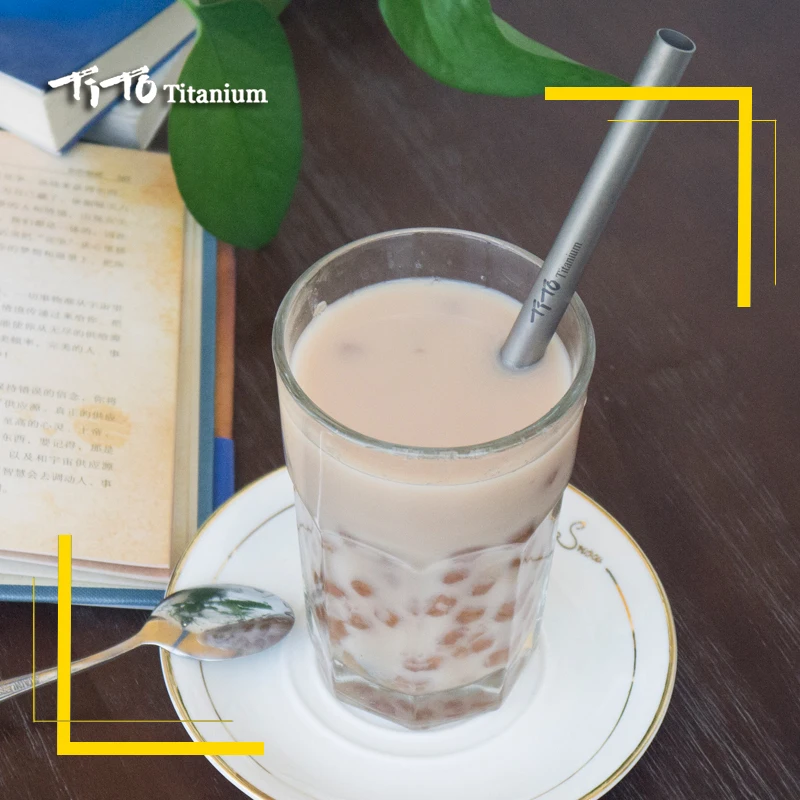 Титана соломинки с чистящей щеткой титана майка чай соломинка кухня Открытый Кемпинг питьевой семья и праздник подарок соломинки
