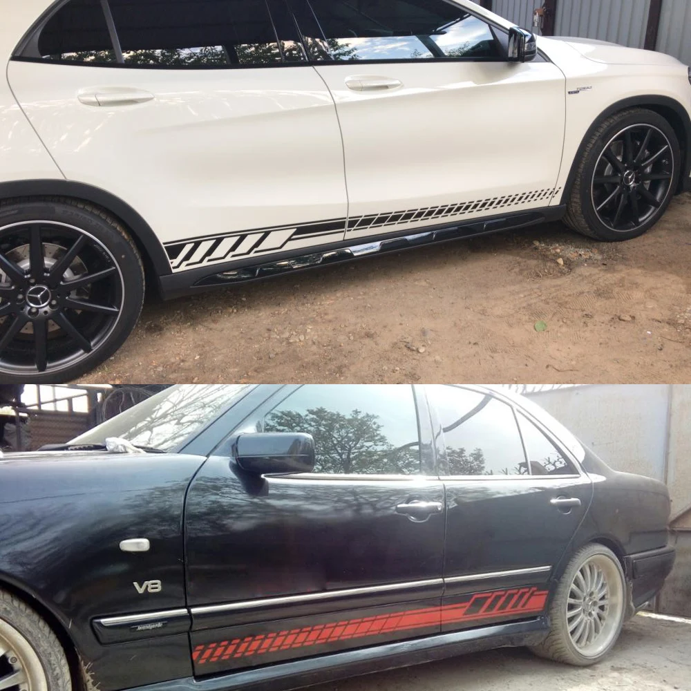 Автостайлинг 2 шт. автомобильная наклейка боковая юбка гирлянда кузова для Mercedes