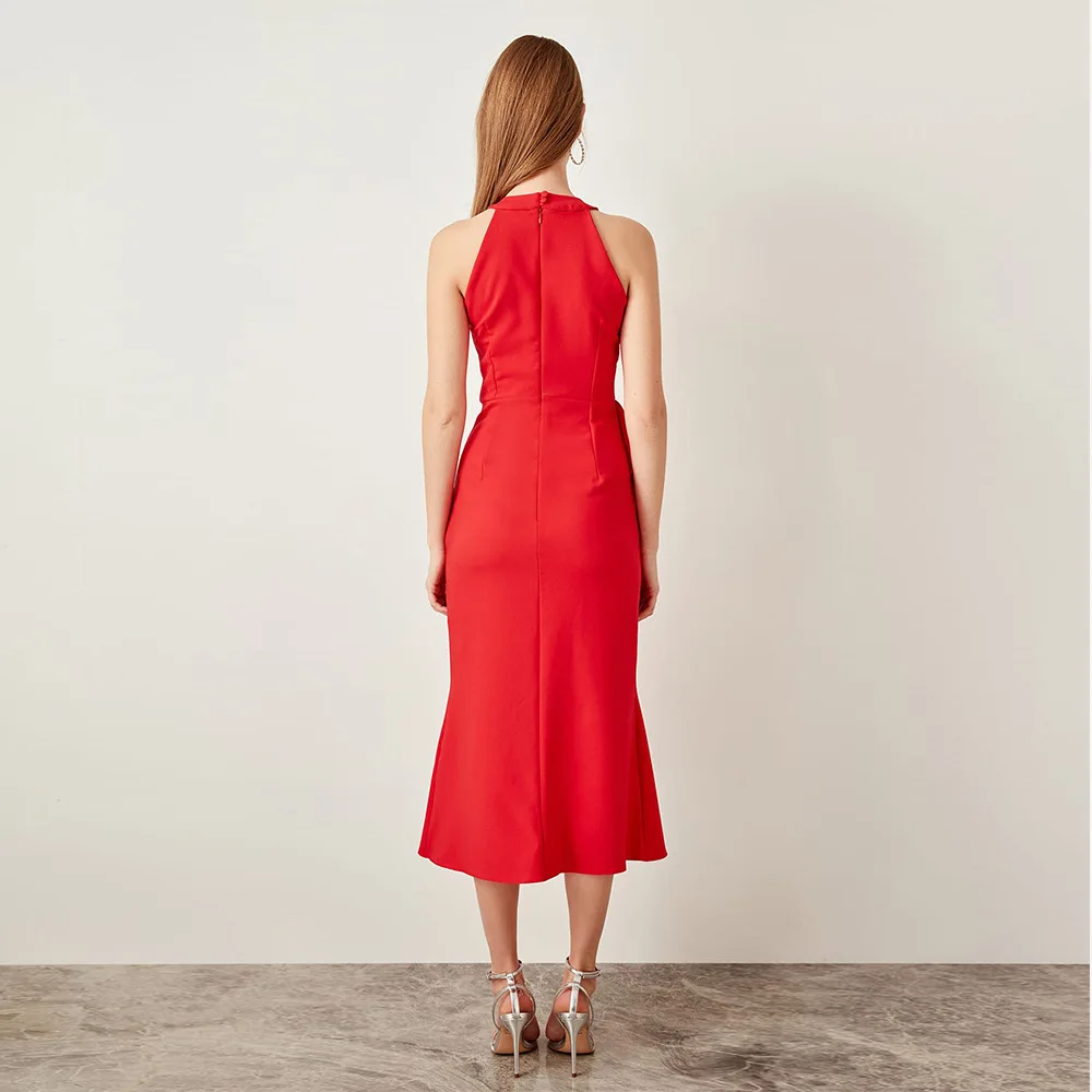 Новое поступление женское сексуальное платье красное с бретельками открытыми