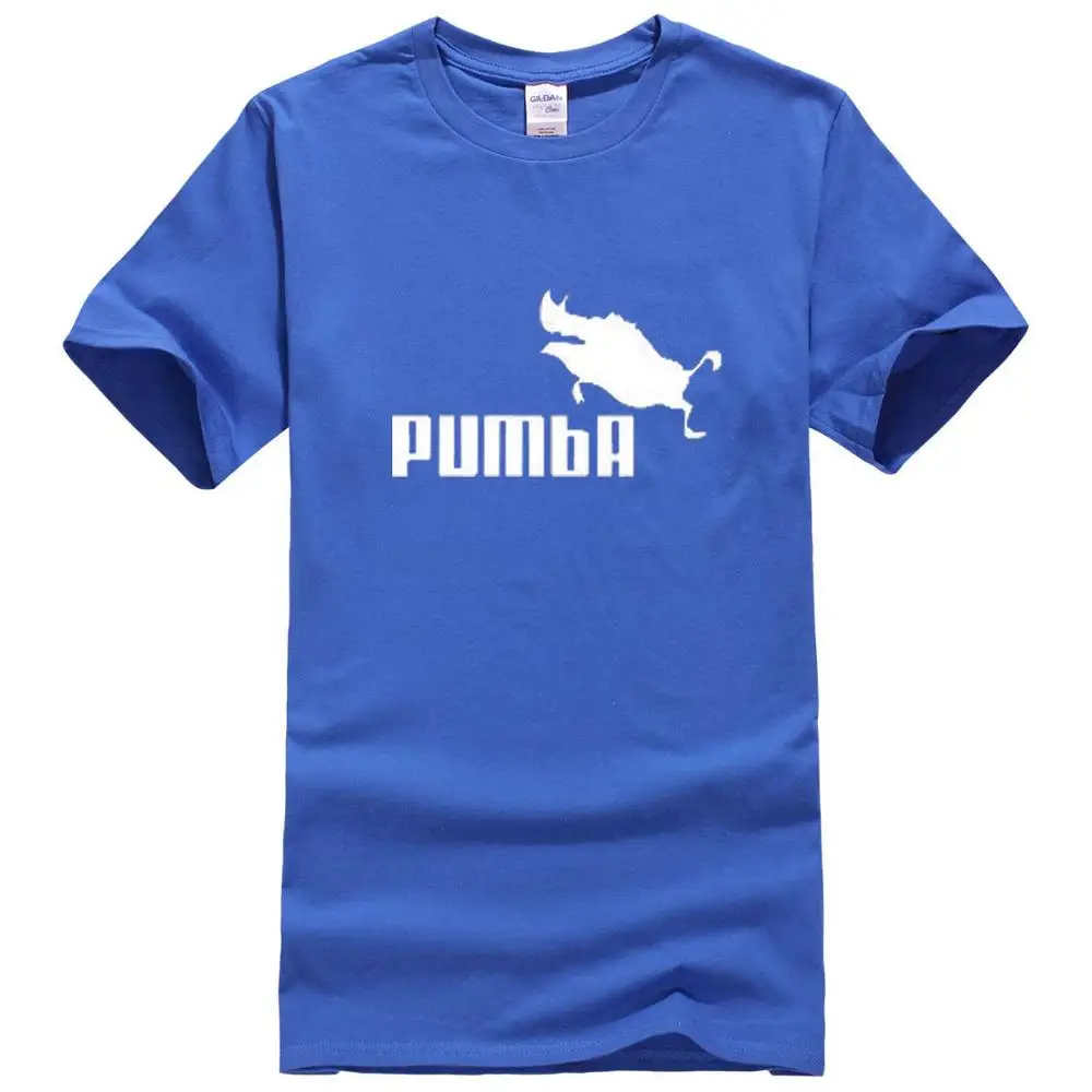 Забавные милые футболки homme Pumba, мужские хлопковые топы с короткими рукавами, крутая футболка, милый кавайный летний Трикотажный костюм, футболка - Цвет: 9017 blue