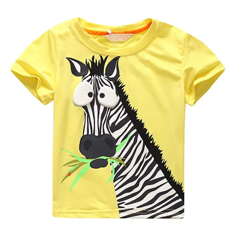Удобные детские летние футболки с рисунком зебры для маленьких мальчиков топы