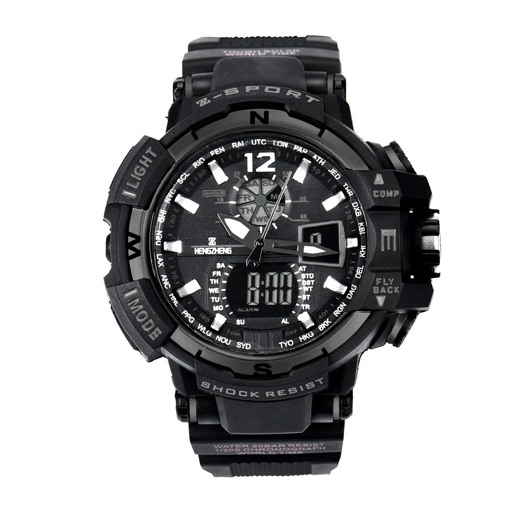 Black Новое поступление relogio masculino роскошные спортивные мужские часы G цифровой шок военный армейский спортивный светодиодный водонепроницаемый наручные часы для мужчин s - Цвет: Black
