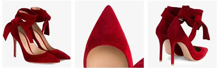 Harga Desain Yang Unik Wanita Tali Pergelangan Kaki Sisi Diikat Tinggi Tumit Sepatu Menunjuk Toe Slip-On Tipis High Heels Pesta Model Pump