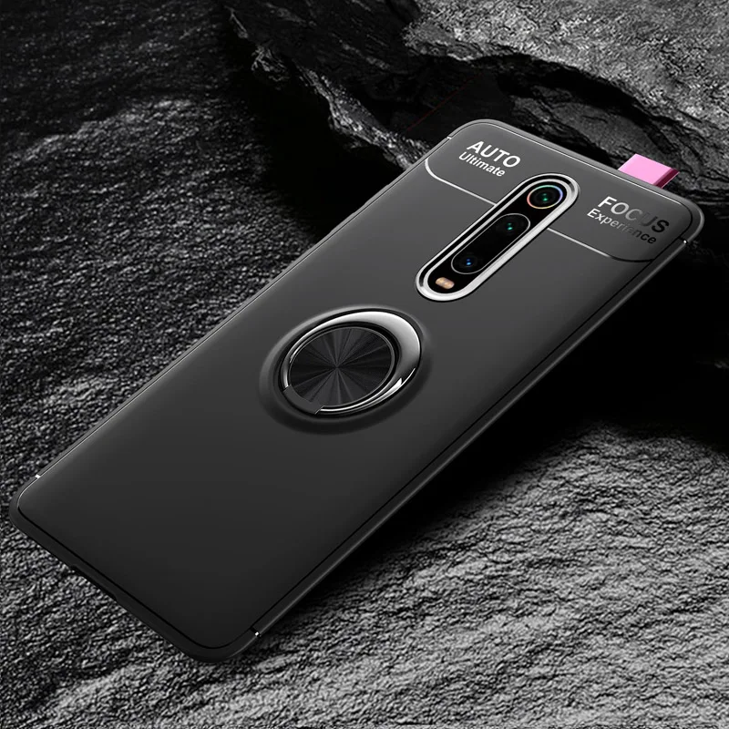 Чехол для Xiaomi Redmi Note 8, 7, 6, 5, 4, 4X, 4A, 5A, 6A, 7A, S2, K20, Pro, A2, Lite, силиконовое кольцо, магнитный автомобильный держатель, задняя крышка для телефона - Цвет: Gun Black