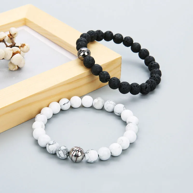 2019 Lava Rock браслеты с бусинами из камня баскетбольный браслет для мужчин женщин