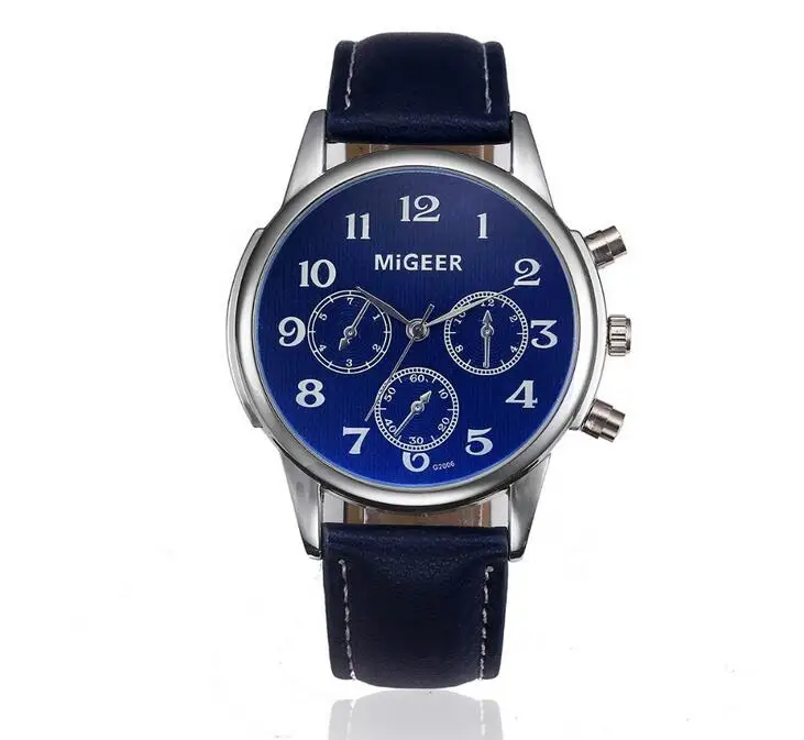 Blue-blue Relogio Masculino модные большие циферблат военные кварцевые мужские часы кожаные спортивные часы Роскошные мужские часы Reloj Hombre - Цвет: Blue-blue