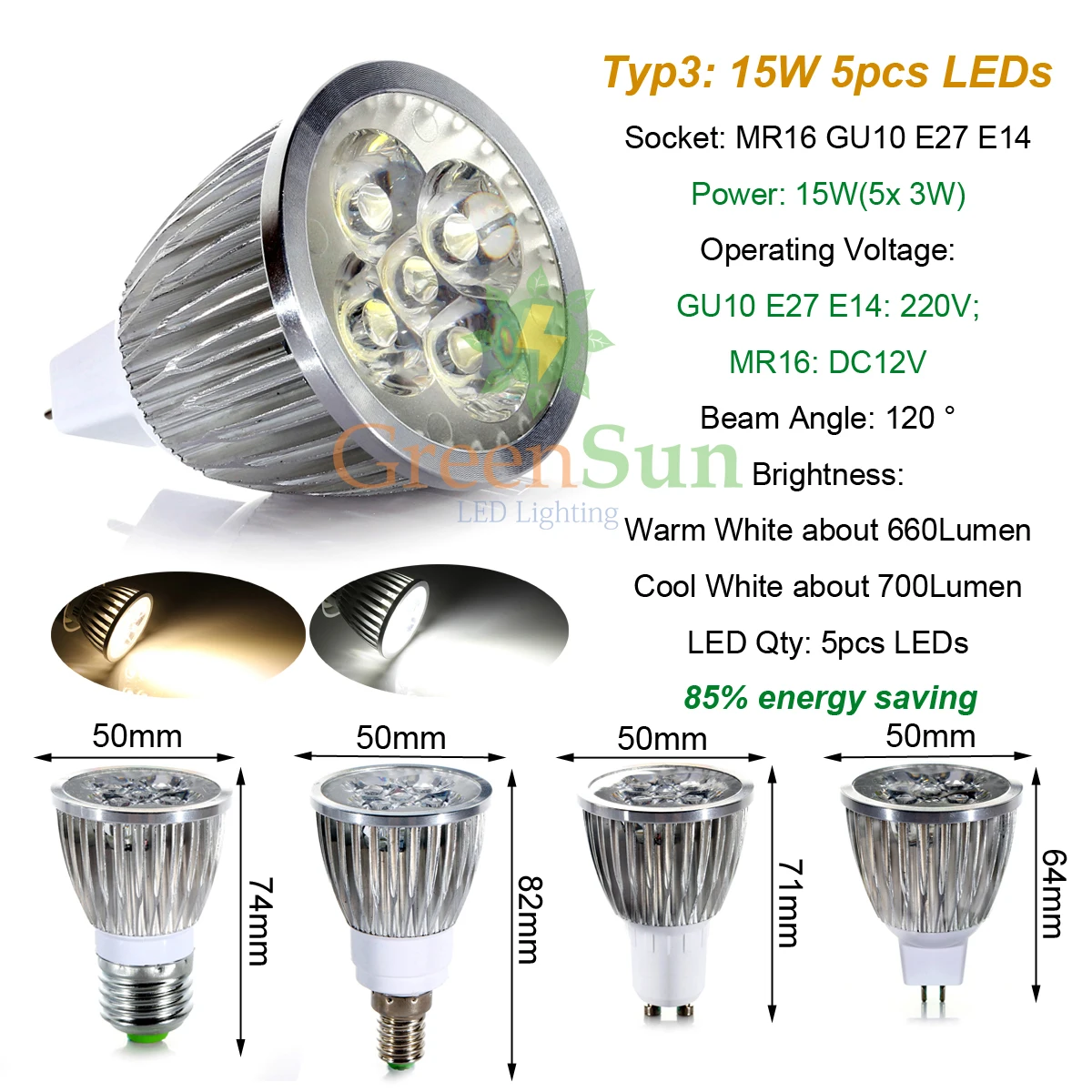 MR16 GU10 E27 E14 3W 4 Вт 5 Вт Светодиодный прожектор Точечный светильник LED лампа Теплый/Холодный белый