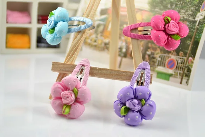 Новинка детская заколка для волос в горошек с милыми розами тканевый головной